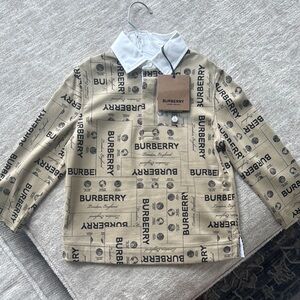 Burberry Beige Logo Print Shirt NWT